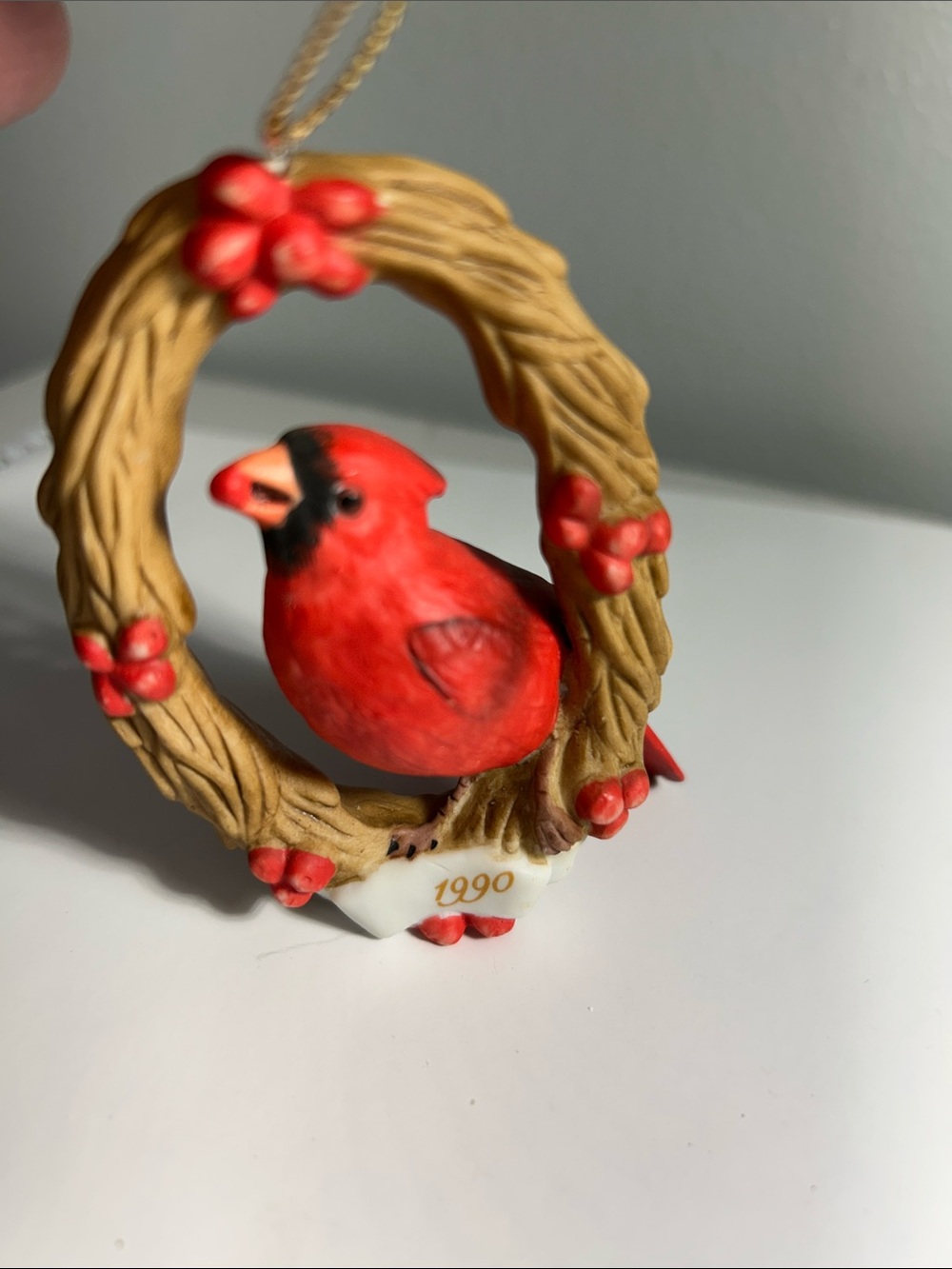 Enesco Red Cardinal Wreath Ornament with Berries National Audubon Society